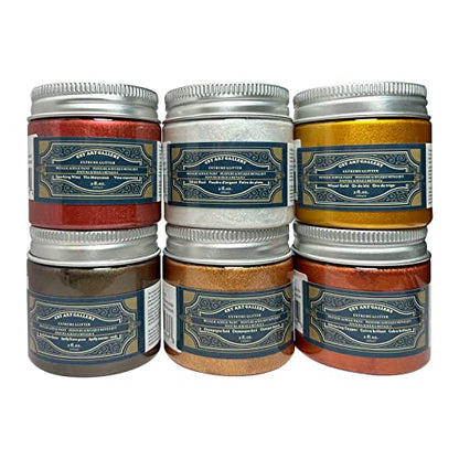 Silver-Gold Metallic Acrylic Paint Set Pearlescent Paints With Bottles, Art Supplies for Painting on Canvas, Parper, Wood, and DIY Projects (2fl oz 60ml) - color: Metallic Rococo