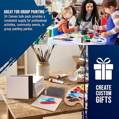 U.S. Art Supply Mini Magnetic Canvas Panels, 24 Pack, 4x4 Inch Square - size: 4" x 4"