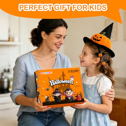 Air Dry Clay Kit - 12 Halloween Modeling Clay for Kids, Complete DIY Clay Craft Set with Sculpting Tools & Step-by-Step Tutorials, Ultra Soft & Non-Sticky Clay, Gift Ideas for Halloween - color: Clay Halloween Kit
