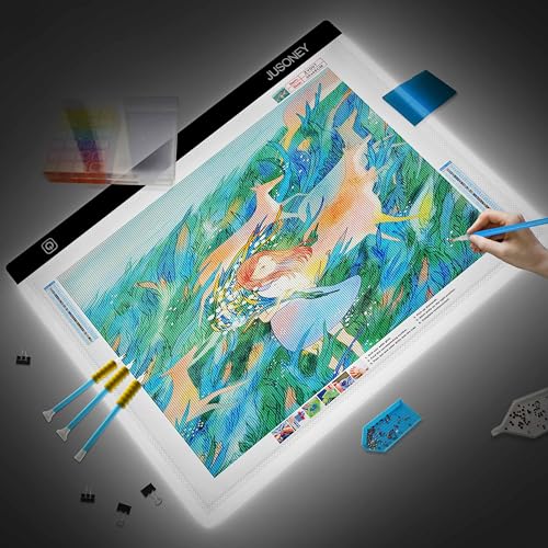 Mlife A3 LED Light Pad Kits-Large Tracing Light Box Diamond Painting Light Board Kit, Diamond Art Painting Accessories for DIY Diamond Art Craft with Bead Storage Container,Pens,Stand - style: A3 Kits