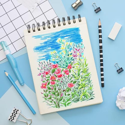 5.8x8.3in Sketch Book, 60Sheets Spiral Bound Notebooks, Natural White 92lbs/150gsm Acid-Free Drawing Paper for Painting,Sketching, Professional Sketch Pad for Artists, Beginners. NW-Red - color: Natural White-Red
