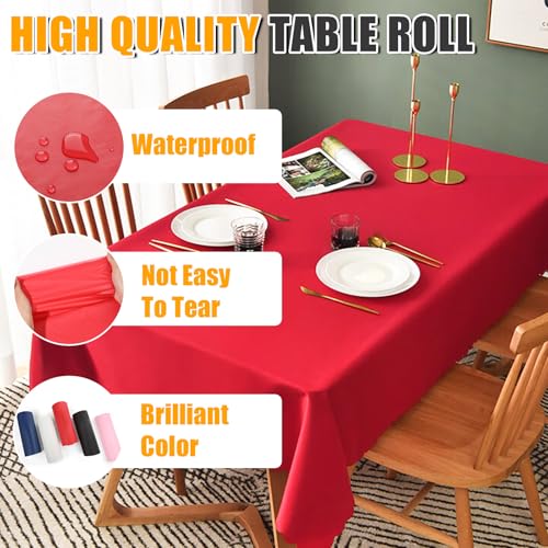 RowinsyDD 54 in X 100 FT Red Plastic Table Cover Roll with Slide Cutter - color: Red, size: 3600" x 54" (Rectangular)