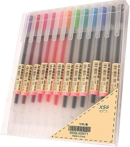 XSG Premium Gel Ink Pen Fine Point Pens Ballpoint Pen 0.5mm for Japanese Office School Stationery Supply 12 Packs - color: Multicolor
