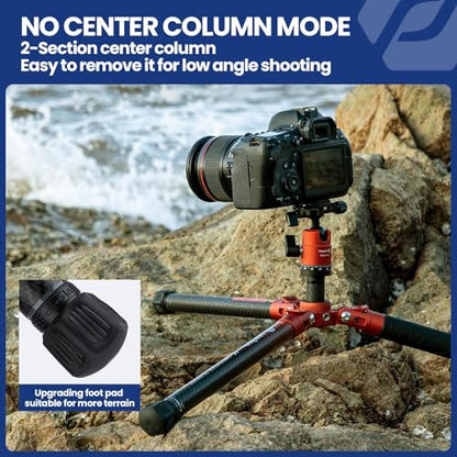 Fotopro 62 Inch Carbon Fiber Tripod for Camera Ultralight Travel Camera Tripod Max Loads Up 22lbs X-Aircross 3 Orange - color: Orange