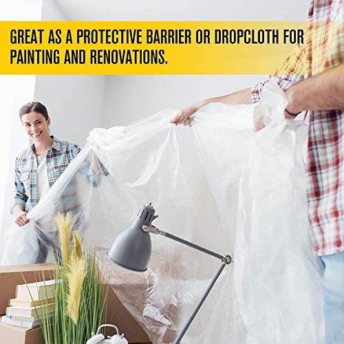 Aluf Plastics 6 MIL Thick Extra Strong Heavy Duty Fire Retardant Clear All Purpose Vapor and Moisture Barrier Sheet Tarp/Drop Cloth - 20" x 100' - For Painting, Furniture, Carpet, & Contractor - color: Clear, style: 20ft x 100ft Flame Retardent Sheeting,