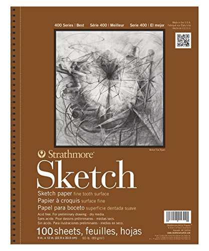Strathmore 400 Series Sketch Pad, 9x12 inch, 50 Sheets - Artist Sketchbook for Drawing, Illustration, Art Class Students - size: 9x12, style: 50 Sheets
