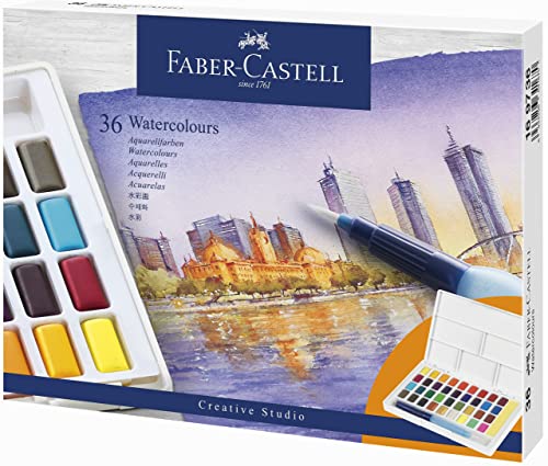 Faber-Castell 169736 Watercolour Paints in Pans Pack of 36, Multicoloured, Pack of 36 - style: Watercolour paints