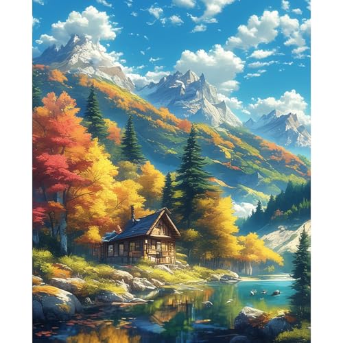 Mountain Paint by Numbers Kit for Adults Beginner Landscape Oil Painting Kit Adult Paint by Number Kits on Canvas DIY Painting for Beginners Art by Numbers for Gifts Home Wall Decor 16x20 Inch - color: YF008