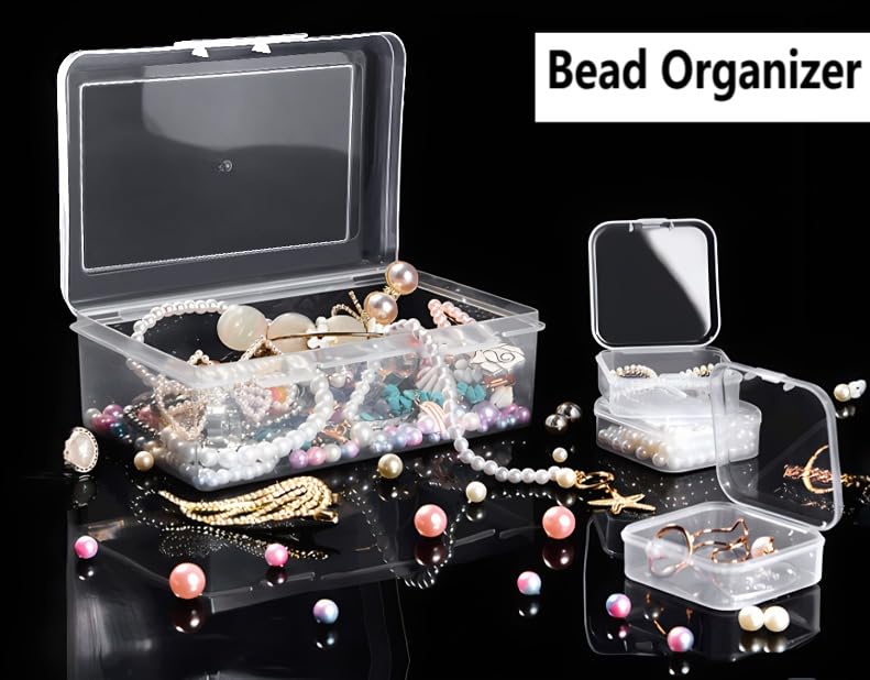 DUOFIRE Bead Organizer 36 Clear Plastic Bead Storage Containers Hinged Lids - size: 36 Grids | 2 Pack