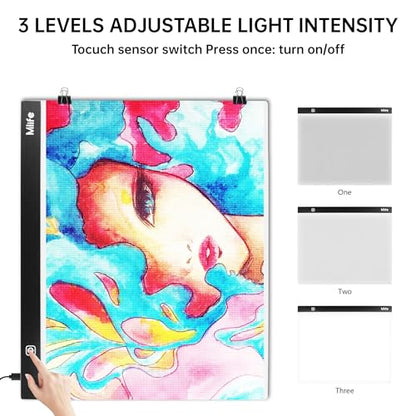 Mlife A2 LED Light Pad for Diamond Painting, Light Board USB Powered Tracing Light with Stand & 4 Fasten Clips - style: A2 kits