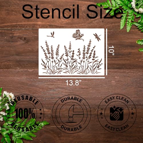 Large Flower Stencils for Wood Walls Wildflower Stencil 13.8" | Reusable Floral Sunflower Lavender Stencils for Painting on Wood Fence Wall Canvas Fabrics Furniture - style: Wildflowers