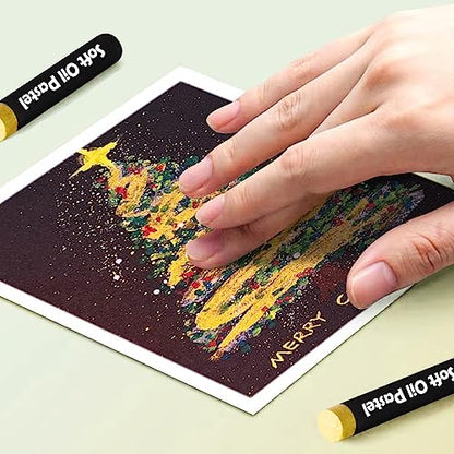 Mifuner Soft Oil Pastels Set (5 Sticks), Single Colors Heavy Oil Pastels Vibrant and Creamy,Pastel Art Supplies for Artists,Gallery Oil Painting Stick for Adult Art Drawing. Gold - color: Pastel-5pcs Gold
