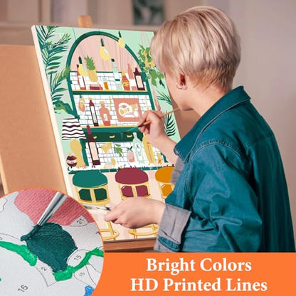 Fountor 6 Pack Paint by Numbers Kit for Adults Beginner Coffee, 10x14 Inch - color: LKOP6P-8