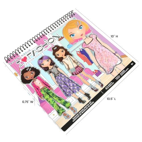 Fashion Angels I Love Fashion Sketch Portfolio | Includes Sketch Pad with Stencils & Stickers, Design Sketch Book for Girls, Ideal Drawing Kit for Kids - color: I Love Fashion