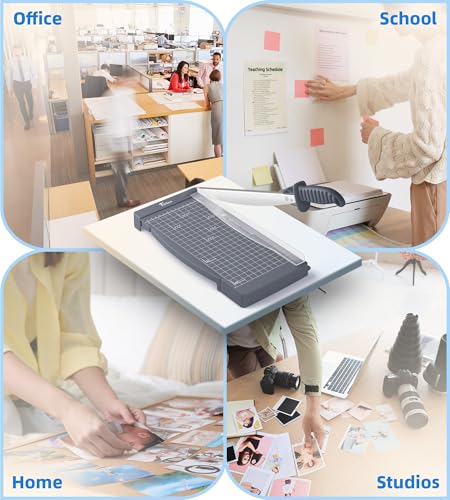 Firbon 12" Guillotine Paper Cutter with Hidden Ruler, Compact Paper Trimmer | 12-Sheet Capacity | Gray | Dual Scales | Paper, Cardstock & Photo Trimming | Scrapbooking Crafts | Office, Home & Studio Use - color: Gray