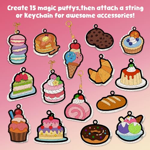 MZYTOZA 3D Art Craft Aqua Magic Puffs Paint Kit - Magic Foam Texture Painting Kit, 15 Mess-Free Paint by Number Craft for Kids, Christmas Gift Idea & Stocking Stuffer(Dessert Style) - color: Aqua Maigc Puffs - Dessert style