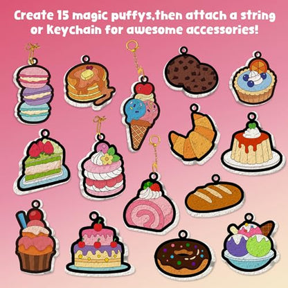 MZYTOZA 3D Art Craft Aqua Magic Puffs Paint Kit - Magic Foam Texture Painting Kit, 15 Mess-Free Paint by Number Craft for Kids, Christmas Gift Idea & Stocking Stuffer(Dessert Style) - color: Aqua Maigc Puffs - Dessert style