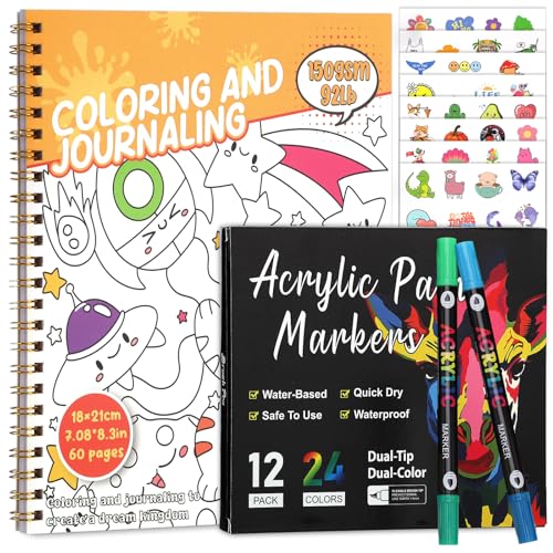 150gsm Coloring Book with Markers, 7x8.3in Travel Coloring Kit for Kids - color: Aliens