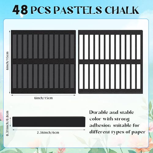 Watersay 48 Pcs Soft Chalk Pastels Set Soft Pastel for Artists Square Sketch Chalk Non-toxic Artist Pastel Sticks for Professional Artists Students and Art Lovers (Sketching Colors,60×8×8mm) - color: Black, White, size: 60×8×8mm