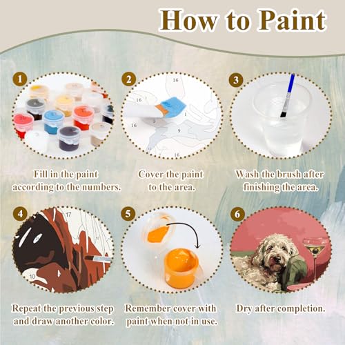 Dog Paint by Number for Adults, Paint by Numbers Kit for Adults 16x20 Inch - color: Dog and Cocktail (16x20 in)