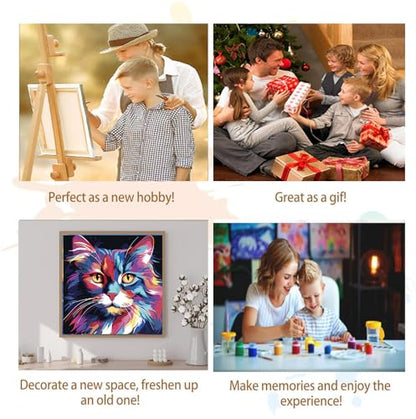 Artunion Framed Paint by Numbers Kit for Adults Beginners & Kids Ages 8-12,Colorful Cat Paint by Number with Frame,Easy Acrylic Paint by Numbers Kit on Canvas 10 * 10 Inch Without Easel - color: ZXT-182-F