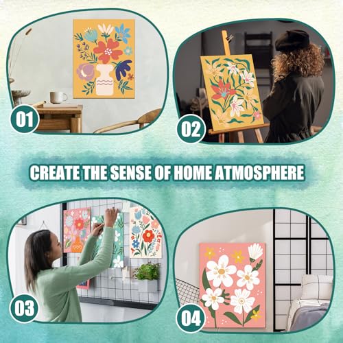 Sherr 20 Pcs Pre Drawn Canvas Floral Art for Painting for Adults | Bulk 8" x 10" Pre Stretched Outline Painting Boards Vibrant Botanical for Beginners Students, Party Favor - style: Floral