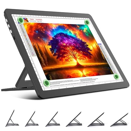 TOHETO Rechargeable A4 Light Board with Stand, Super Bright Magnetic Light Pad with Side Buttons, Wireless Light Box for Tracing and Drawing, Cordless LED Light Table for Diamond Painting, Sketching - color: Black, size: A4 with Stand