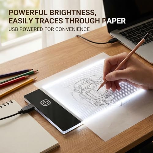 LED Light Board Mini A6 Portable Tracing LED Copy Board Light Box, Drawing Box Flip Book Kit Tablet Paint Pad, Eye Protective Adjustable Light Box 3.3 x 5.1in