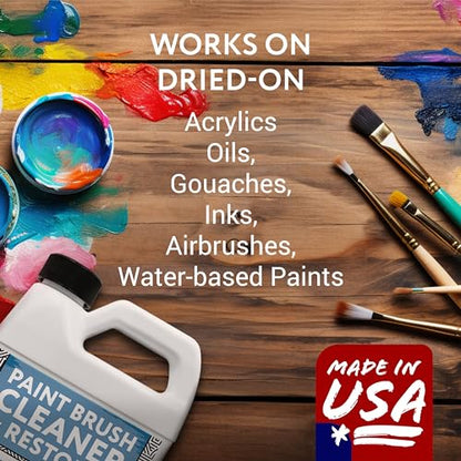 IMPRESA Oil Paint Brush Cleaner - Acrylic Paint Cleaner & Brush Restorer - Odorless Water-Based Formula - 32 Fl Oz