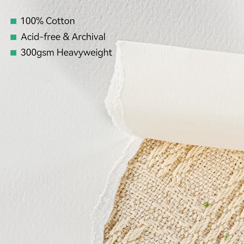 LIGHTWISH Watercolor Paper Block, 9x12 Inch 22 Sheets, 100% Cotton 300gsm/140lb Heavyweight Paper, Cold Press Paper for Wet and Dry Media, Acid-Free Art Paper for Artist & Beginner (23x31cm)