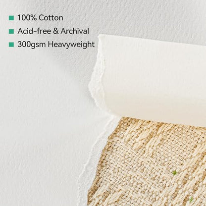 LIGHTWISH Watercolor Paper Block, 9x12 Inch 22 Sheets, 100% Cotton 300gsm/140lb Heavyweight Paper, Cold Press Paper for Wet and Dry Media, Acid-Free Art Paper for Artist & Beginner (23x31cm)