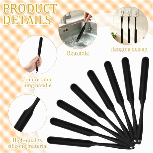 9 Pcs Silicone Jar Spatulas, Narrow Heat-Resistant Reusable Scraper, Black | Long Handle Kitchen Spatulas, Cake Cream Spatulas Set, Non-Stick Heat Resistant for Jam, Paint, Sourdough, Waxing, Resin - color: Black