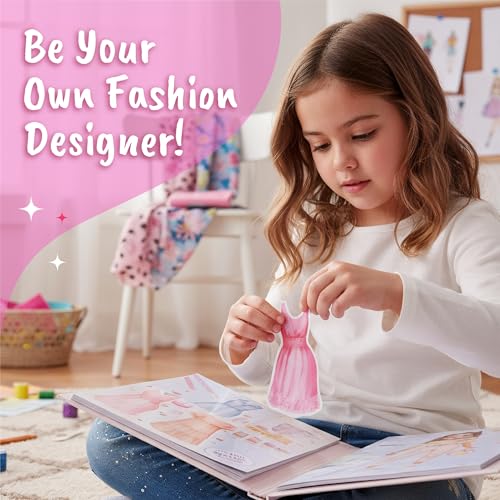 BSCOOL Fashion Designer Kits for Girls Drawing Coloring Book. Sticker Book | Includes stickers stencils and textures to spark little designers creativity. Fun dress-up sketchbook for kids ages 5 and up. - color: Fashion Studio