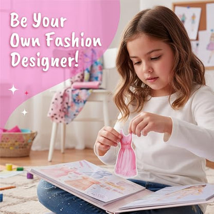 BSCOOL Fashion Designer Kits for Girls Drawing Coloring Book. Sticker Book | Includes stickers stencils and textures to spark little designers creativity. Fun dress-up sketchbook for kids ages 5 and up. - color: Fashion Studio