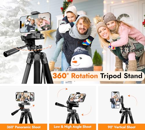 JOILCAN Phone Tripod Stand - 67" Aluminum Extendable Tripod with Remote - color: Dark, size: 67 Inch