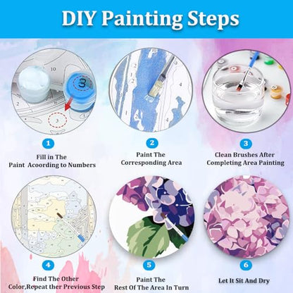 Artunion Framed Paint by Numbers Kit for Adults Beginners & Kids Ages 8-12,Hydrangea Flower Paint by Number with Frame,Floral Paint by Numbers Kit on Canvas 10 * 10 Inch Without Easel - color: ZXT-191-F