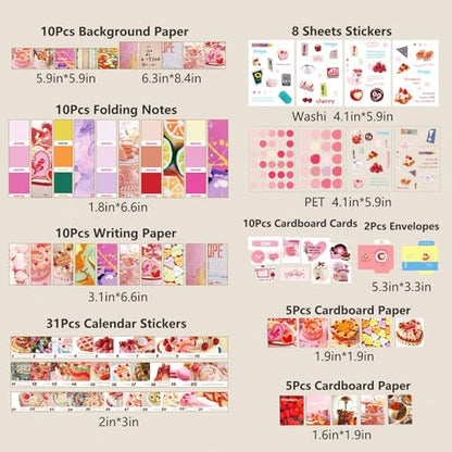 YagCu Scrapbook Kit for Beginners, Aesthetic Junk Journal Supplies, Scrapbooking and Journaling Materials, Bullet Journals Stationery, Planner DIY Arts Craft, Women Adults - color: Dessert