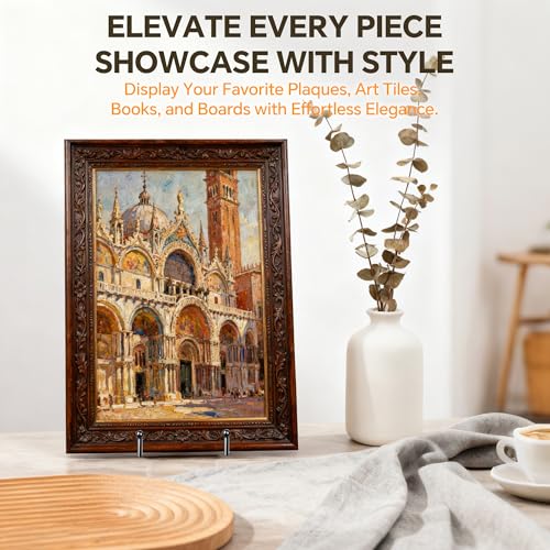 Artliving Metal Plate Stands for Display - 8-Inch Tabletop Holder for Decorative Plates, Picture Frames, Cookbooks, Plaques - Black Iron Display Easels - 2 Pack - size: 8“（2 pack）