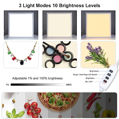 PULUZ Photo Studio Fill Light LED Shadowless Light Panel 15in X 15in / 38 x 38cm Dimmable Photography Softbox Bottom Light for Food Jewelry Cosmetic Crafts US Plug - size: 15*15 Inch