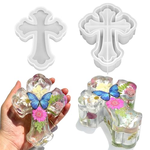 RESINWORLD Fancy Cross Box Silicone Mold, Small Jar Storage Mold with Lid