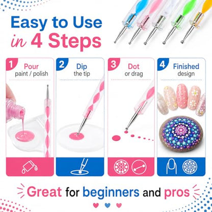 ABenkle 10Pcs Art Dotting Tools for Nail Art, Ball Tip Clay Tools Sculpting Pattern Tracing Stylus, Ball Embossing Stylu for Drawing,Painting Rocks Mandalas,Art Dot Tools