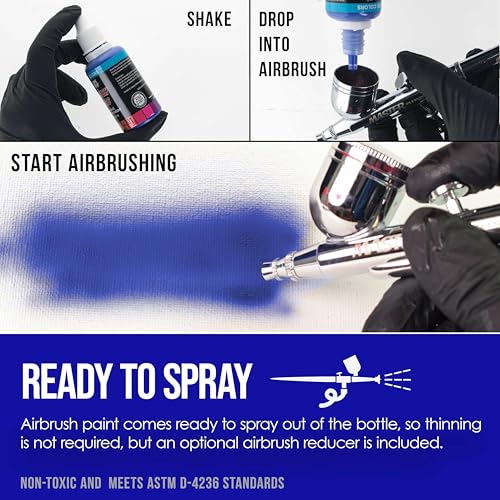 U.S. Art Supply Airbrush Paint Set - 12 Color Pearlized with Reducer & Cleaner, Ready to Spray Air brush Paint, 1-Ounce Water-Based Acrylic for Painting Metal, Plastic Models, Canvas, Wood - color: 12-Color Pearl Set