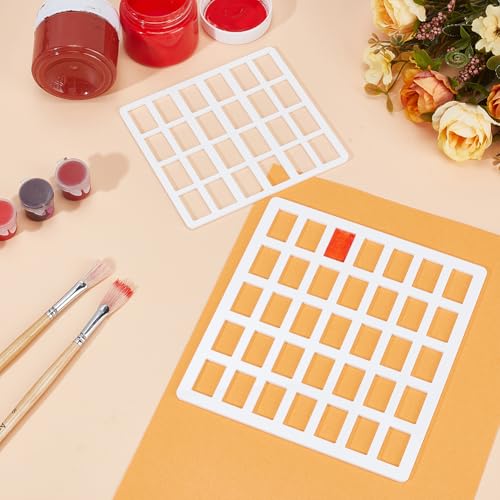 BENECREAT 2Pcs Acrylic Drawing Painting Stencils, Geometric Drafting Rectangle Template, Swatching Paint Template for Fabric Walls Crafts Arts Paper Home Decoration, 2.5mm Thick - size: 5.1x4.7 Inch & 6.3x6.7 Inch