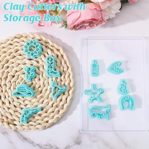 ORIGACH 12 Pcs Western Cowboy Clay Cutters Set | West Cowboy Polymer Clay Cutter for Earring Making Cowboy Hats Clothes Boots Revolvers Clay Cutters for Jewelry Making - style: Western Cowboy