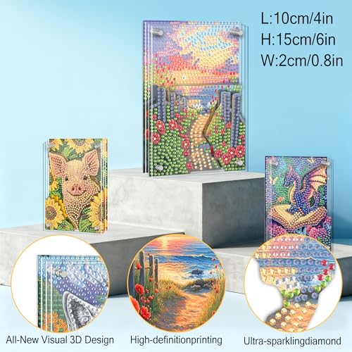 SKRYUIE DIY Acrylayers Diamond Art Kits for Adults, Landscape Multi-Layer Acrylic Diamond Painting Kits, 4-Layered Magnetic Stand-Up Tabletop Decor, Unique Multi-Dimensional Craft Gift 4x6 Inch A4 - color: Colorful-4