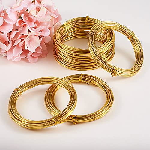 Fashewelry 16.4 Feet/Roll 12 Gauge Aluminum Wire 10 Rolls Gold Bendable Metal Craft Wire for Beading Jewelry Craft Making Total 164 Feet - color: Round-12 Guage-Gold