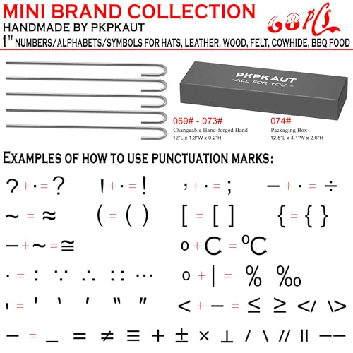 68Pcs 1" Custom Branding Iron for Wood, Leather Branding Stamp Kit | Mini Wood Branding Iron on Letters Personalized, Number/Alphabet/Leather Burning Stamps Woodworking Kit for Hats, Steak, Food - size: 68PCS 1" Number/Alphabet/Symbol&Punctuation Set