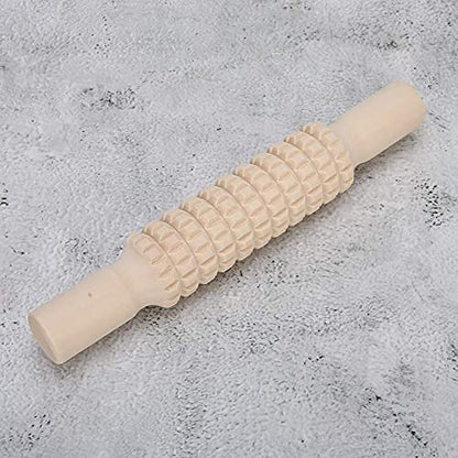 Clay Roller Wooden Solid Clay Rolling Pin Pottery Modeling Tools Dough Roller Baking Pastry Cake Pizza Roller (Lattice Type)
