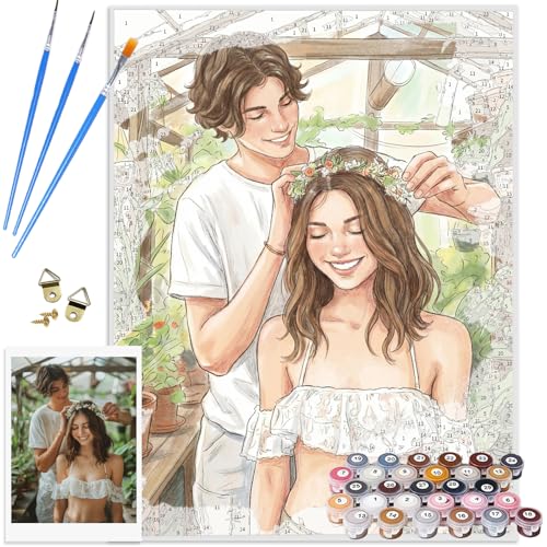 Takuno Custom Paint By Numbers Kit for Adults Beginners Personalized Portrait Change Photo Style Oil Painting Art Kits Valentines Gift for Him Her Wall Decor Friends Family Lover, Picture Book - color: Picture Book