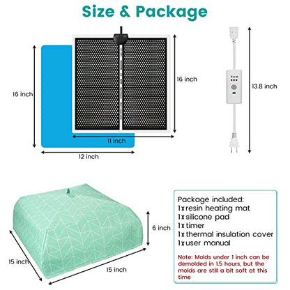 Resin Heating Mat with Cover Timer, Fast Resin Curing Mat, Epoxy Heater Silicone Heat Pad Drying Machine
